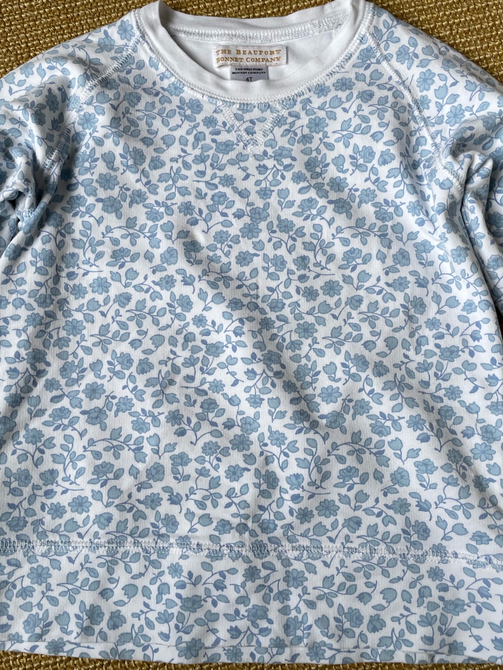 The Beaufort Bonnet Company Cassidy Comfy Crewneck Greenbriar Garden floral 4T